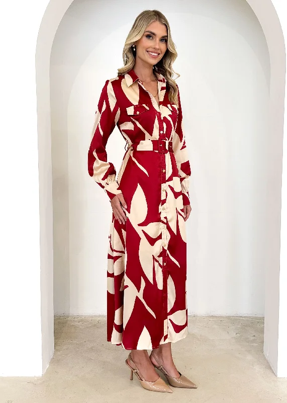 Awler Midi Dress - Ruby Leaf