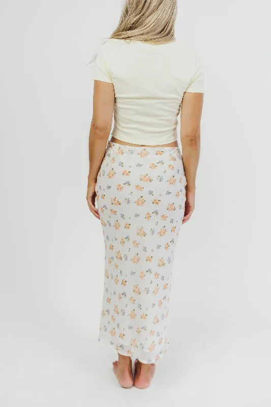 Tessa Bias-Cut Maxi Skirt in Cream Floral