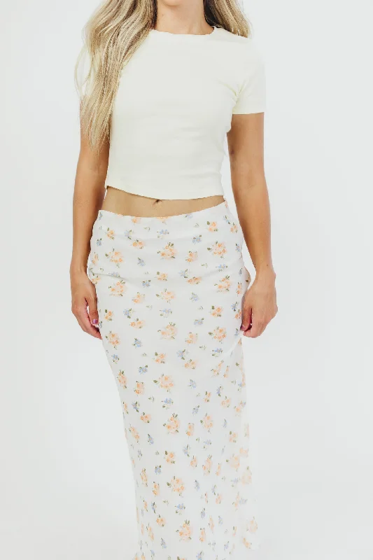 Tessa Bias-Cut Maxi Skirt in Cream Floral