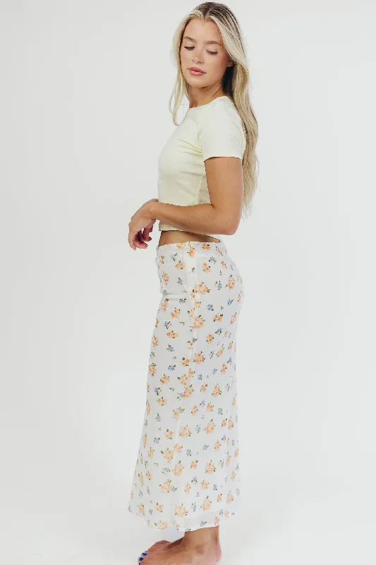 Tessa Bias-Cut Maxi Skirt in Cream Floral