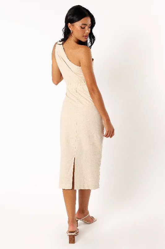 Gibson One Shoulder Midi Dress - Oatmeal