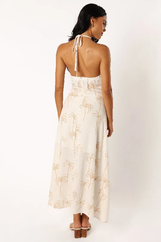 Granger Halterneck Midi Dress - White Print