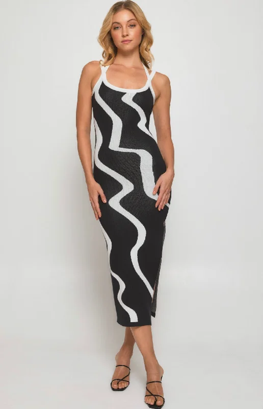 HEIDI MIDI DRESS-ABSTRACT PRINT