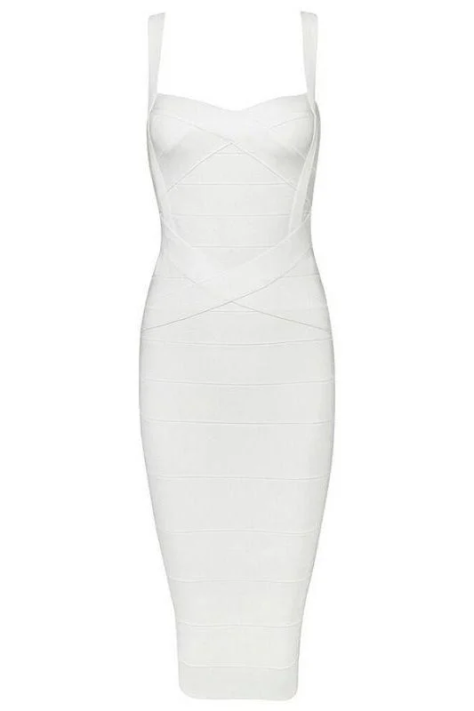 Heidi Bandage Midi Dress - Pearl White