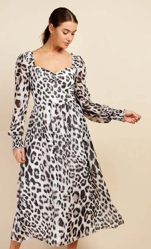 Leopard Print Sweetheart Neckline Midaxi Dress by Vogue Williams