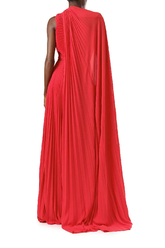 One Shoulder Cape Gown