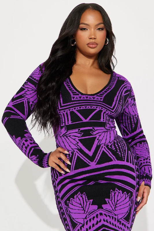 Shanna Sweater Midi Dress - Purple