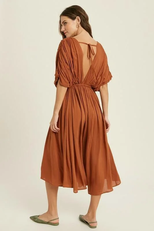 Truly Perfect Rust Brown Midi Dress