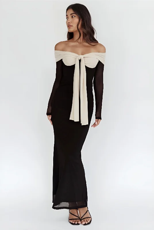 PAIGE MAXI DRESS -BLACK/CREAM