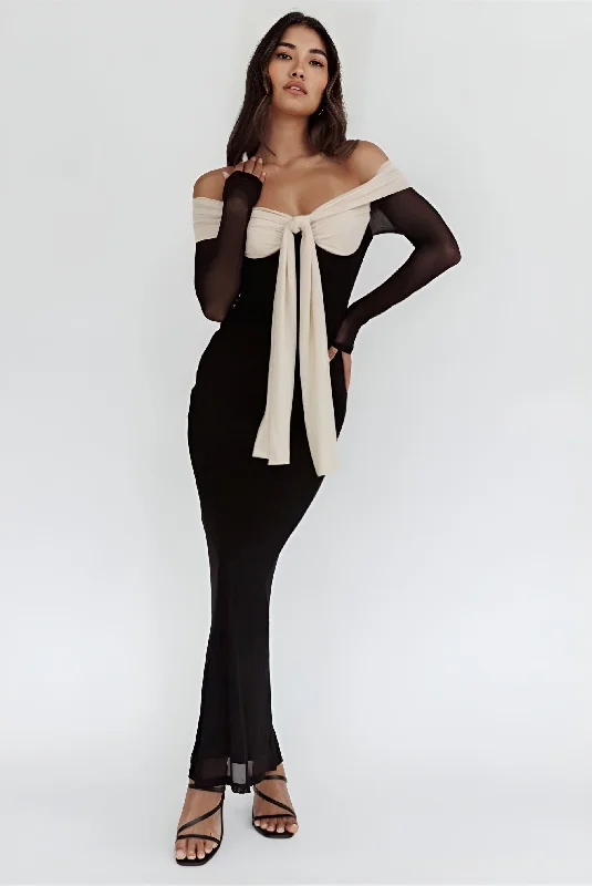 PAIGE MAXI DRESS -BLACK/CREAM