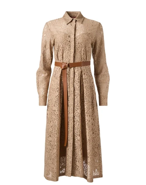 Agadir Beige Lace Shirt Dress