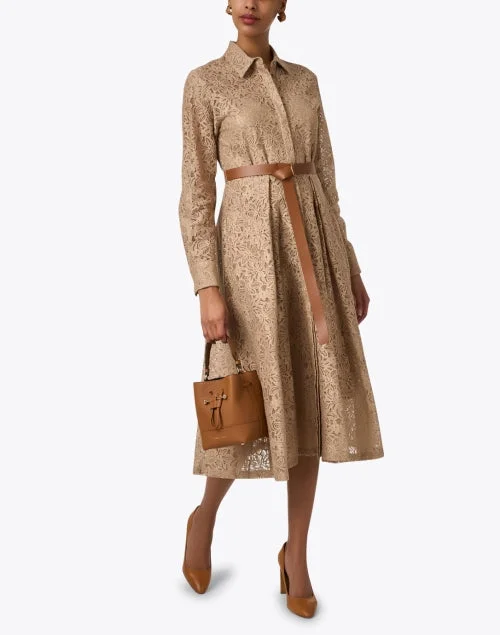 Agadir Beige Lace Shirt Dress