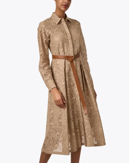 Agadir Beige Lace Shirt Dress