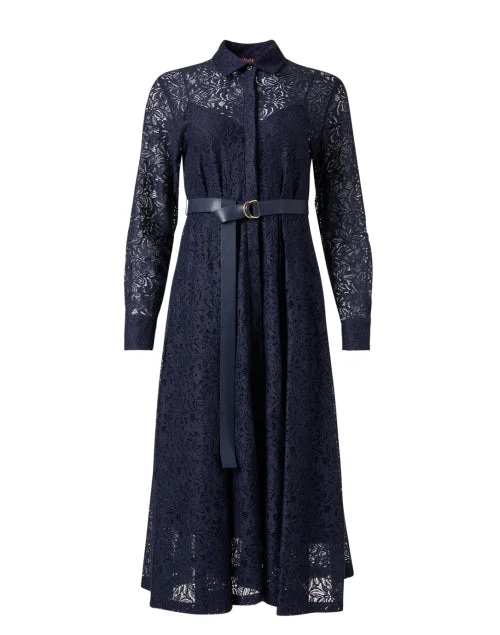 Agadir Navy Lace Shirt Dress