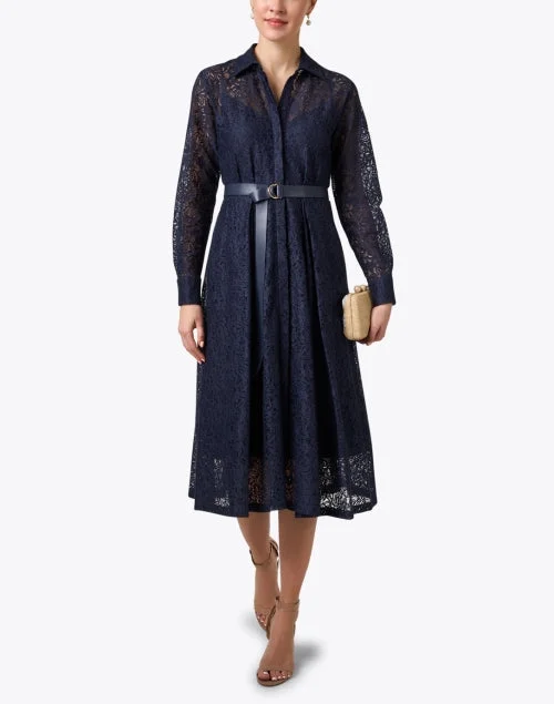 Agadir Navy Lace Shirt Dress