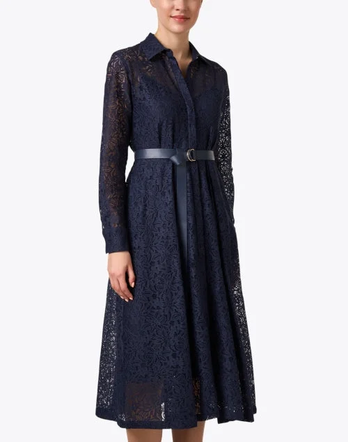 Agadir Navy Lace Shirt Dress