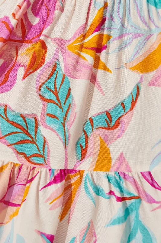 Ailish Dress In Bright Multi Leaf Print