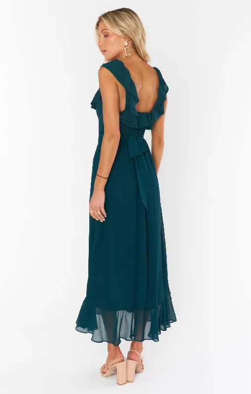 Alexis Midi Dress ~ Emerald Chiffon