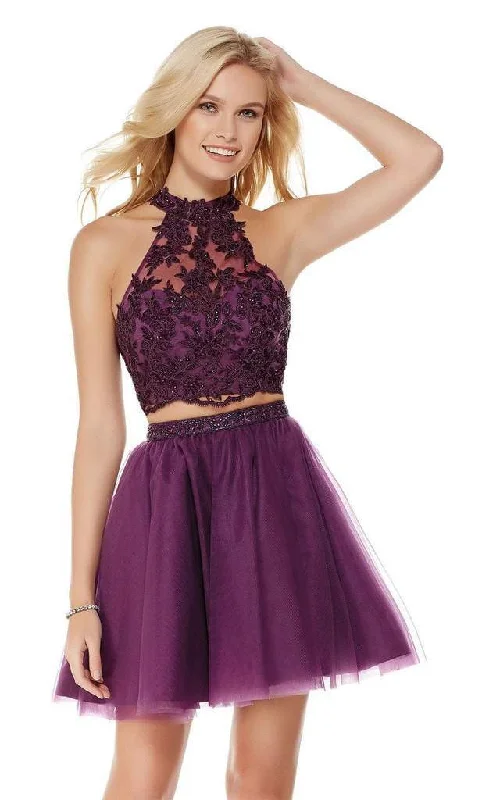 Alyce Paris Two Piece Lace High Halter Cocktail Dress 3803