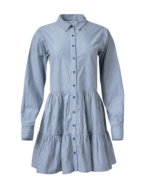 Anna Blue Striped Cotton Dress