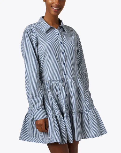 Anna Blue Striped Cotton Dress