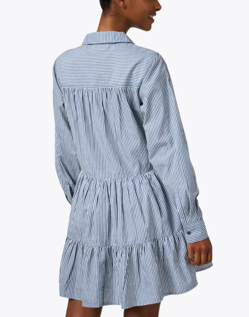 Anna Blue Striped Cotton Dress