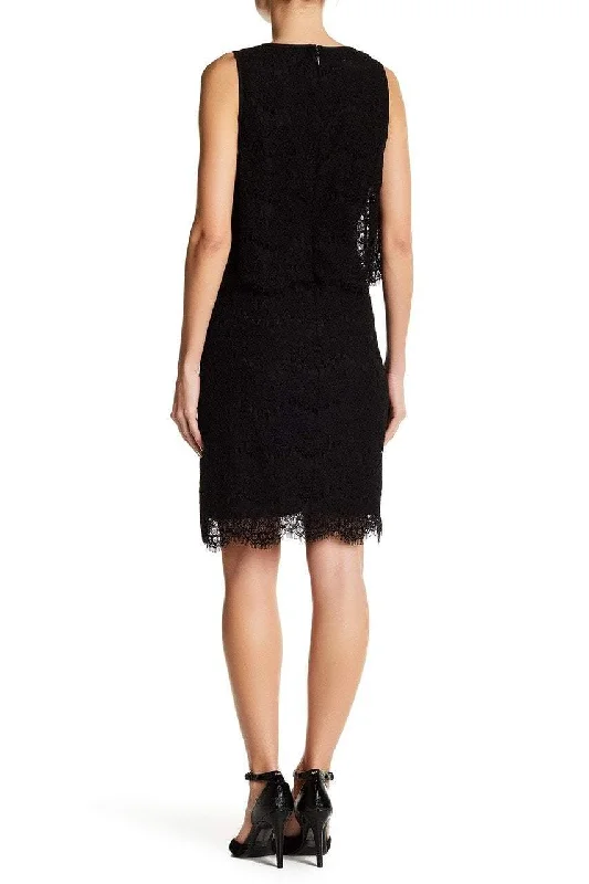 New Yorker's Apparel  - 10629662 Sleeveless Popover Scalloped Lace Crepe Dress