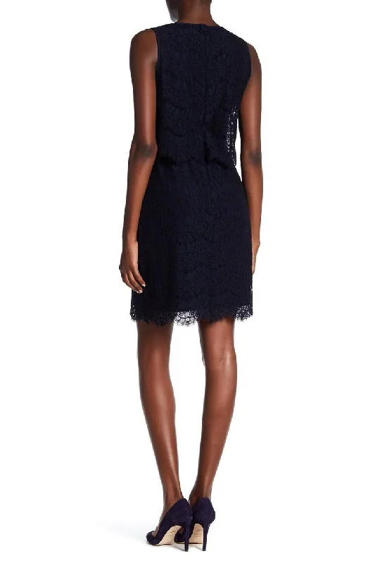 New Yorker's Apparel  - 10629662 Sleeveless Popover Scalloped Lace Crepe Dress