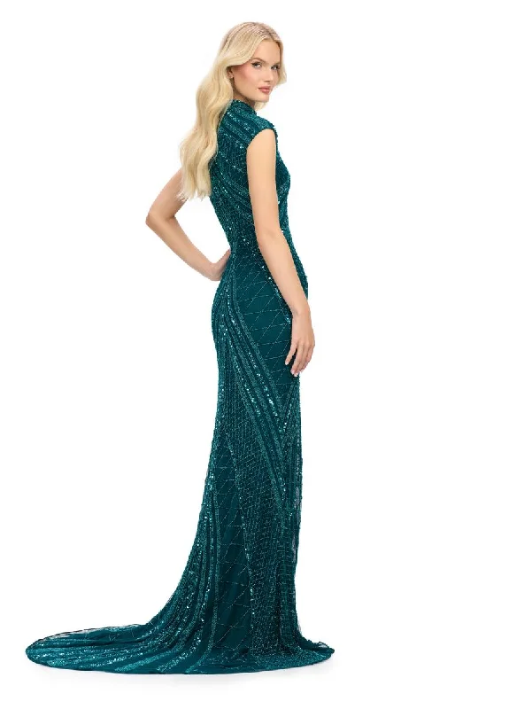 AshleyLauren Cap Sleeve Beaded Prom Dress 1624