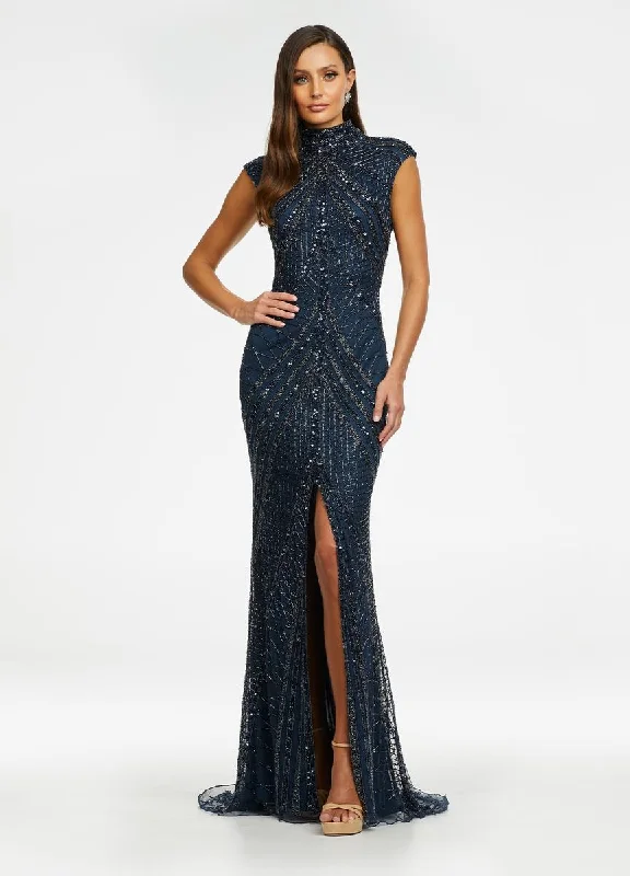 AshleyLauren Cap Sleeve Beaded Prom Dress 1624