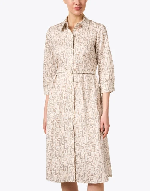 Beige Saddle Printed Shirt Dress