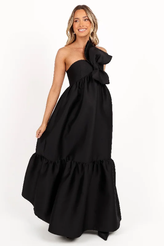 Betina Bow Front Maxi Dress - Black