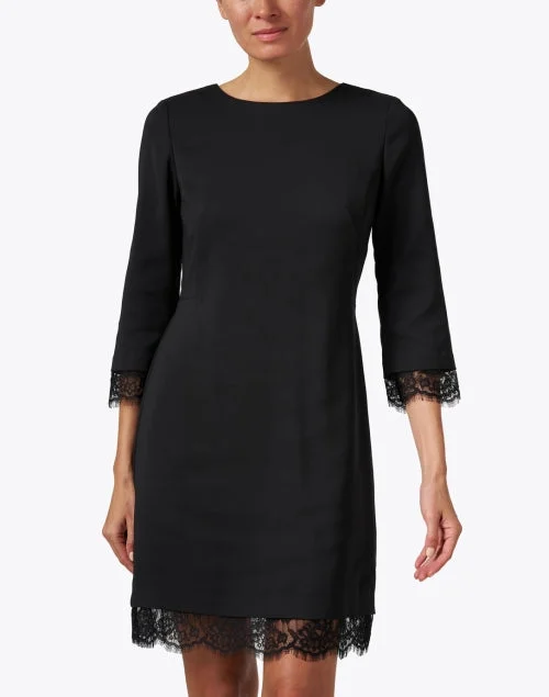 Black Lace Hem Dress