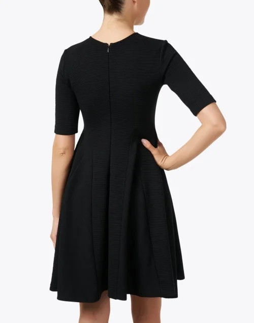 Black Ribbed Fit and Flare Dress