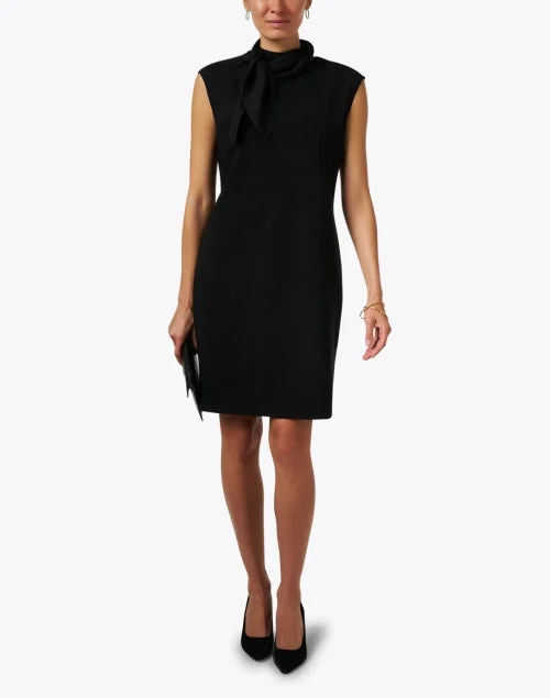 Black Tie Neck Sheath Dress