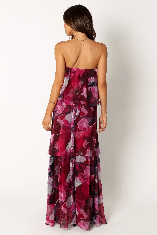 Bloom Strapless Maxi Dress - Purple Floral