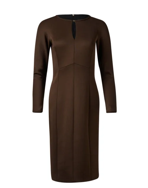 Brown Keyhole Sheath Dress