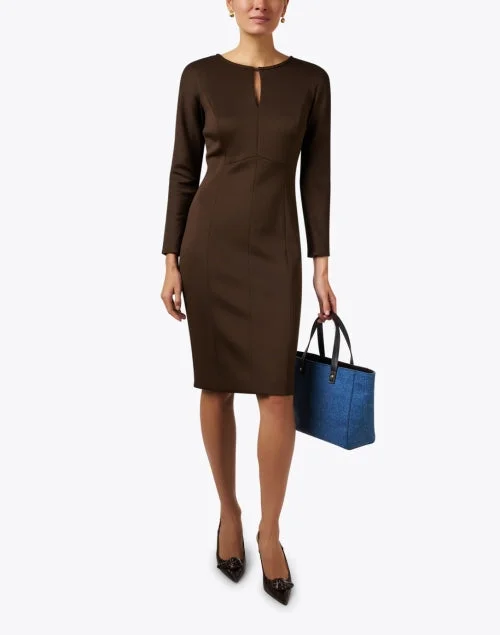 Brown Keyhole Sheath Dress