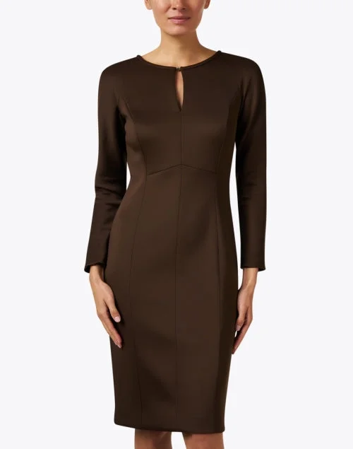 Brown Keyhole Sheath Dress