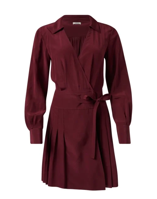 Burgundy Silk Wrap Dress