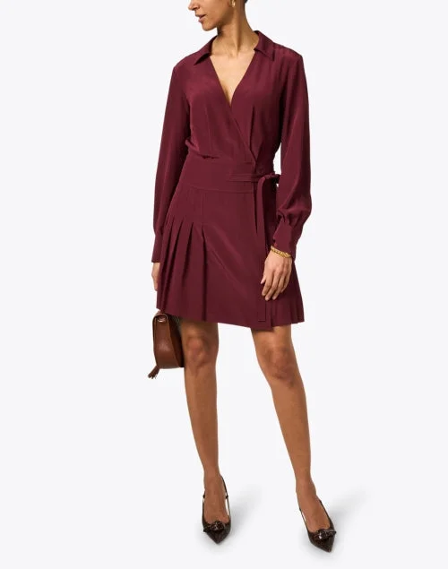 Burgundy Silk Wrap Dress