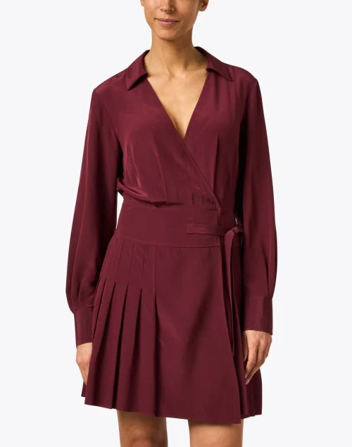 Burgundy Silk Wrap Dress