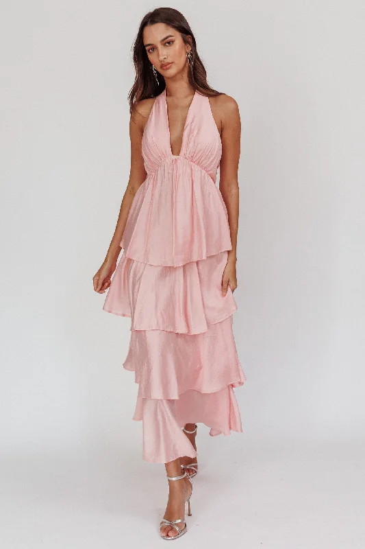 Catalina Tiered Ruffle Maxi Dress Dusty Rose