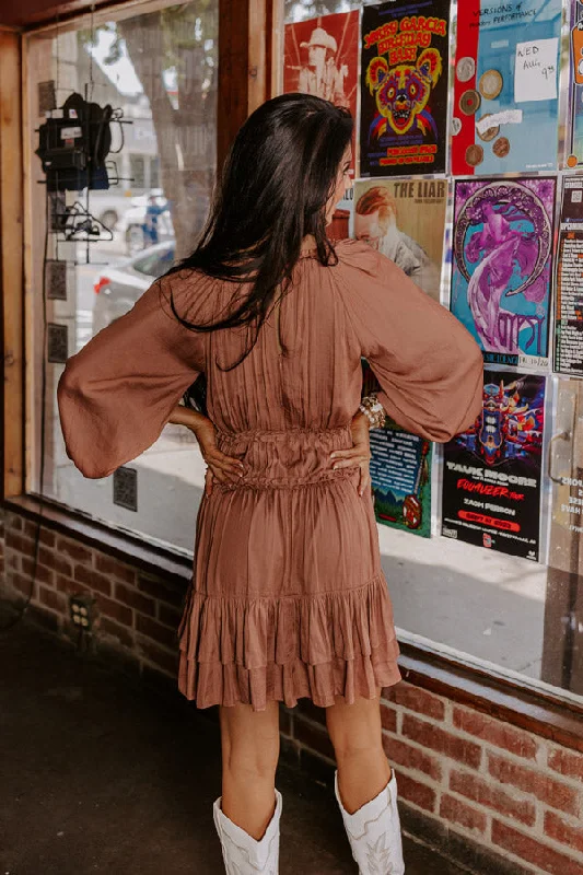 Caught Crushing Ruffle Dress In Rustic Rose