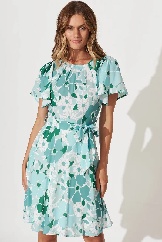 Charlie Dress In Green With White Floral