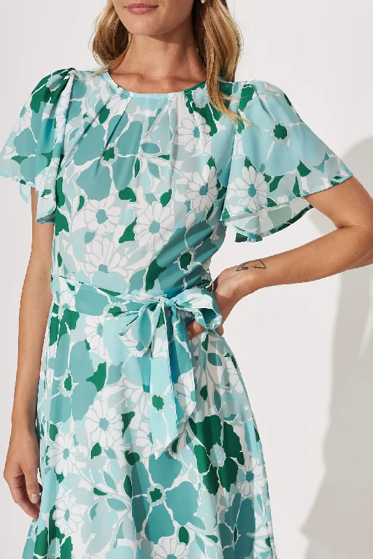 Charlie Dress In Green With White Floral