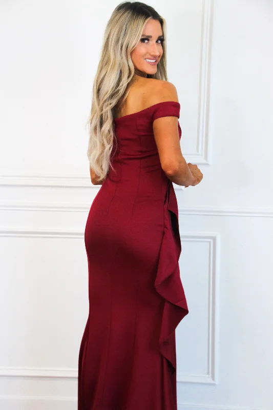 Chic Beauty Slit Formal Dress: Burgundy