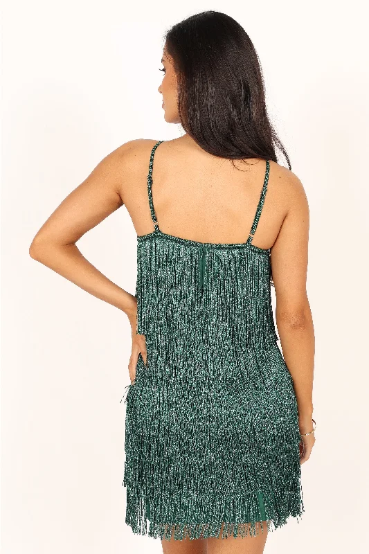 Chrissy Halterneck Mini Dress - Dark Green