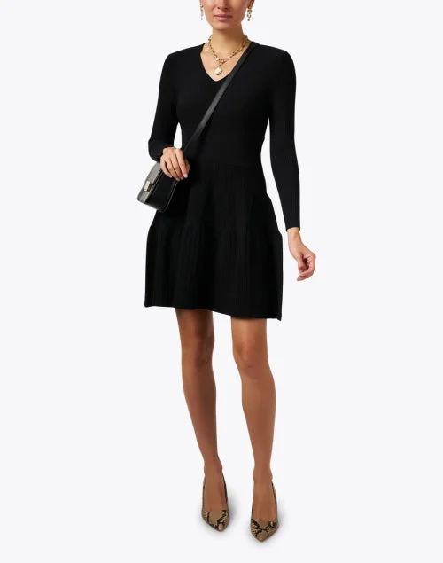 Cierra Black Knit Fit and Flare Dress