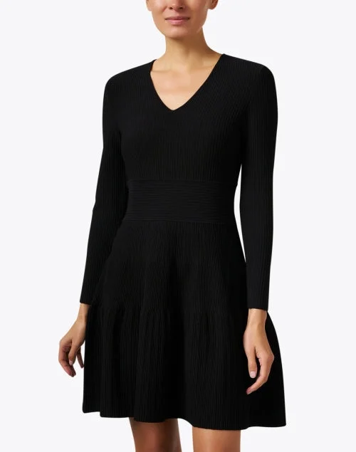 Cierra Black Knit Fit and Flare Dress